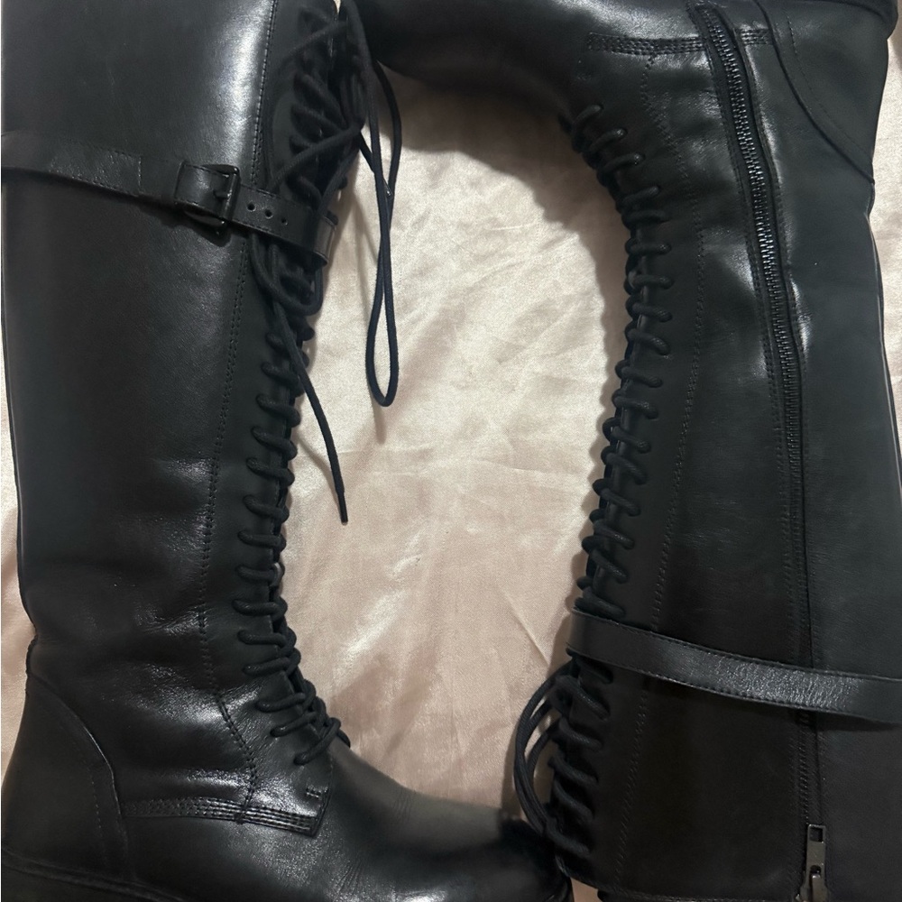 Ann Demeulemeester Danny Black Leather Lace-Up Combat Boots-37 - Picture 7 of 13